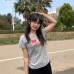 Letter Print Polka Dot All-Over Print Regular Shoulder Short Sleeve