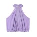 Hot girl pleated sleeveless hanging neck short top