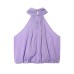 Hot girl pleated sleeveless hanging neck short top