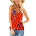 Fashionable Women's Summer Crop Top with V-Neck, Print and Pleated Design, Sleeveless Tank Top