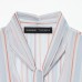Thin striped ruffle edge ribbon long sleeved top