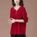 V-neck long sleeved top