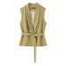 Commuting style elegant sleeveless vest wide leg pants set