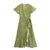 Vacation style elegant daisy water print V-neck dress Vacation style elegant daisy water print V-neck dress