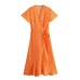 Vacation style elegant daisy water print V-neck dress Vacation style elegant daisy water print V-neck dress