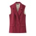 Elegant imitation linen two tone vest pants set