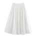 Commuting style waist with cotton stripe large swing skirt