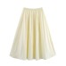 Commuting style waist with cotton stripe large swing skirt