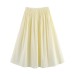 Commuting style waist with cotton stripe large swing skirt
