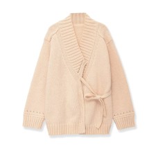 Lazy style knitted double ban lace up jacket