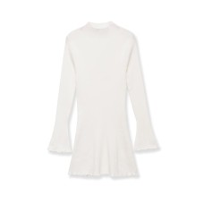 Long sleeved high neck wavy ribbed knitted dress