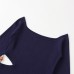 Long sleeved one necked hollow bead knit sweater