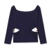 Long sleeved one necked hollow bead knit sweater