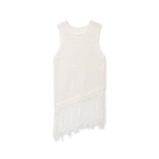 Sleeveless round neck tassel casual knit top