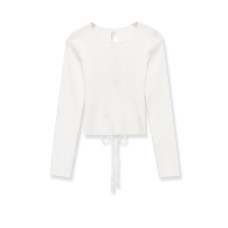 Spicy girl style round neck backless ball embellished knitted top