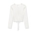 Spicy girl style round neck backless ball embellished knitted top