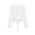 Spicy girl style round neck backless ball embellished knitted top