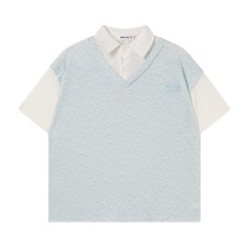 Fake two textured short sleeves