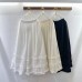 Splicing black fungus edge wide leg pants