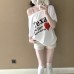 Letter Print Cotton Off-Shoulder Short Sleeve T-Shirt 