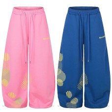Sweatpants Unisex Street Dance  Casual Cuffed Drawstring Wide Leg Long Pants