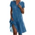 Polka Dot Print Short Sleeve V-Neck Loose Fit Casual Summer Dress