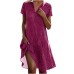 Polka Dot Print Short Sleeve V-Neck Loose Fit Casual Summer Dress
