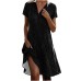 Polka Dot Print Short Sleeve V-Neck Loose Fit Casual Summer Dress