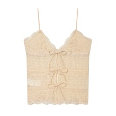 Spicy girl bow embellished lace top