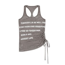 Stripe Tank Top Adjustable Drawstring Waist Sleeveless Top Stripe Tank Top Adjustable Drawstring Waist Sleeveless Top