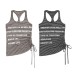 Stripe Tank Top Adjustable Drawstring Waist  Sleeveless Top
