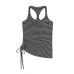 Stripe Tank Top Adjustable Drawstring Waist  Sleeveless Top