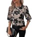 Elegant Fashion Color-block Floral Lantern Sleeve Top for Women Casual Style