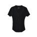 High Elastic Black V-Neck Knitted Short Sleeve Top for Women