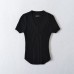 High Elastic Black V-Neck Knitted Short Sleeve Top for Women