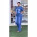Fashion Washed Blue Loose Short Sleeve Denim Women's Set Casual Style