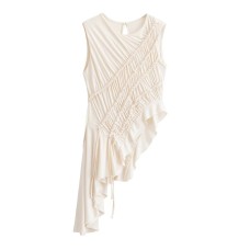 Spicy girl asymmetrical pleated sleeveless top