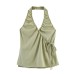 Hot girl double breasted halter neck sleeveless top