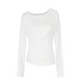 Solid Color Asymmetrical Shoulder Neckline Tunic Long Sleeve Top