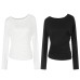 Solid Color Asymmetrical Shoulder Neckline Tunic Long Sleeve Top