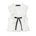 Bow decoration small pleated layered sleeveless top