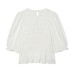 Round neck bubble short sleeved checkered honeycomb top