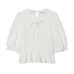 Round neck bubble short sleeved checkered honeycomb top