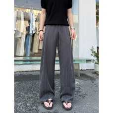 Classic Vertical Stripe Pleated Wide-Leg Straight Casual Pants
