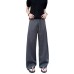 Classic Vertical Stripe Pleated Wide-Leg Straight Casual Pants