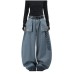 Embroidered Reversible Washed Denim Pants
