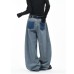 Embroidered Reversible Washed Denim Pants
