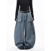 Embroidered Reversible Washed Denim Pants
