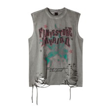 Make old letter short sleeves with holes Make old letter short sleeves with holes