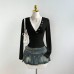 Deep V slim fit long sleeved top